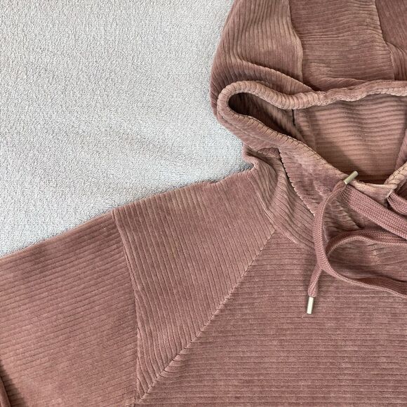 Zella Peacoat Hoodie Kangaroo Pocket Women's XL Pink Drawstring Ribbed Pattern - Picture 12 of 13